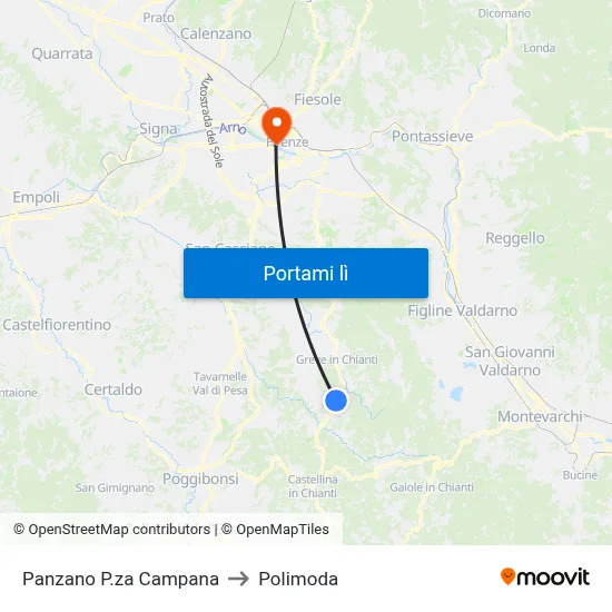 Panzano P.za Campana to Polimoda map