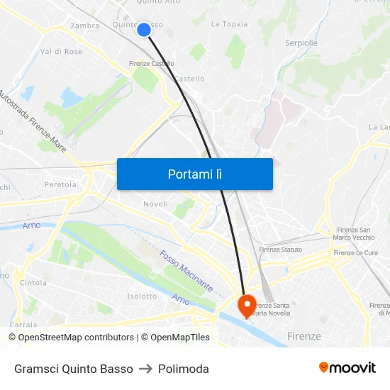 Gramsci Quinto Basso to Polimoda map