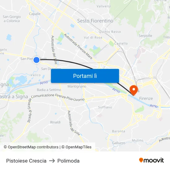 Pistoiese Crescia to Polimoda map