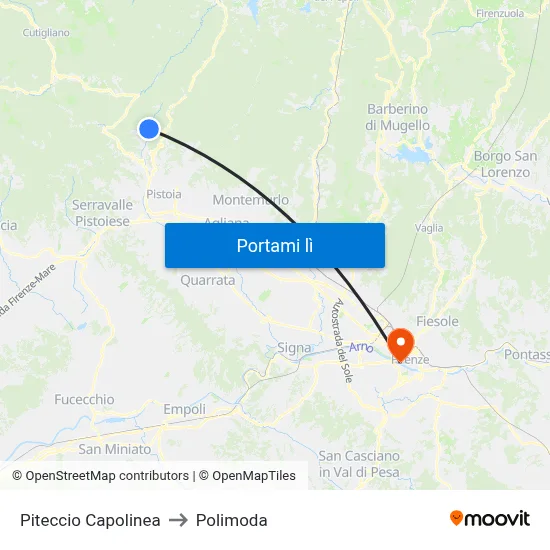 Piteccio Capolinea to Polimoda map