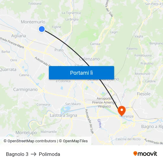 Bagnolo 3 to Polimoda map