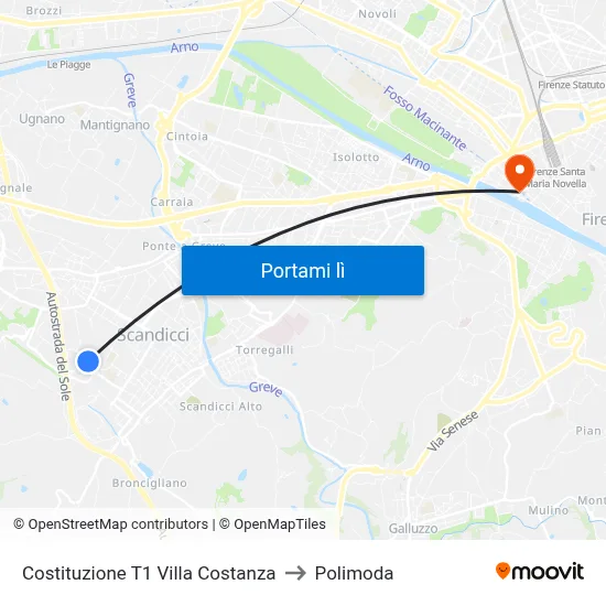Costituzione T1 Villa Costanza to Polimoda map
