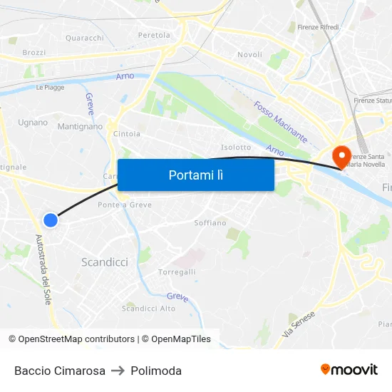 Baccio Cimarosa to Polimoda map