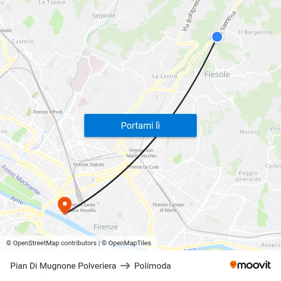 Pian Di Mugnone Polveriera to Polimoda map