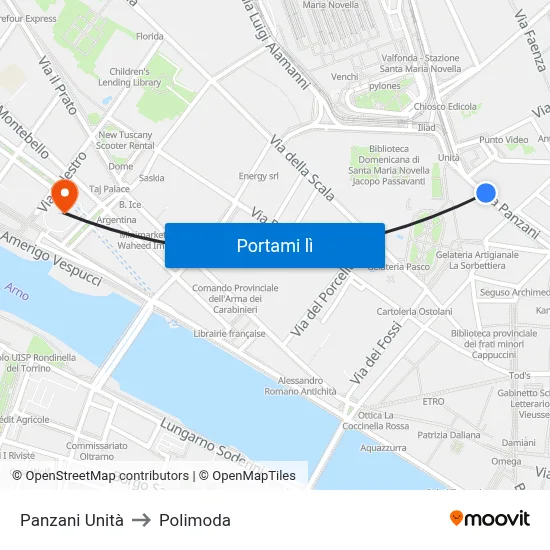 Panzani Unità to Polimoda map