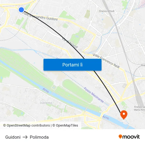 Guidoni to Polimoda map