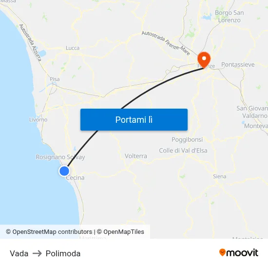 Vada to Polimoda map