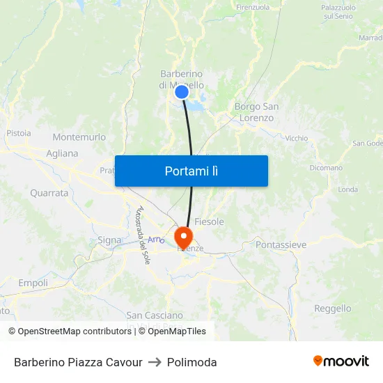 Barberino Piazza Cavour to Polimoda map