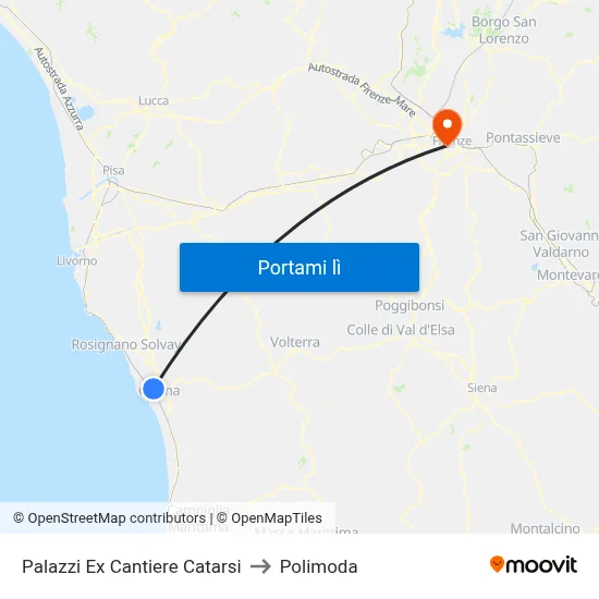 Palazzi Ex Cantiere Catarsi to Polimoda map