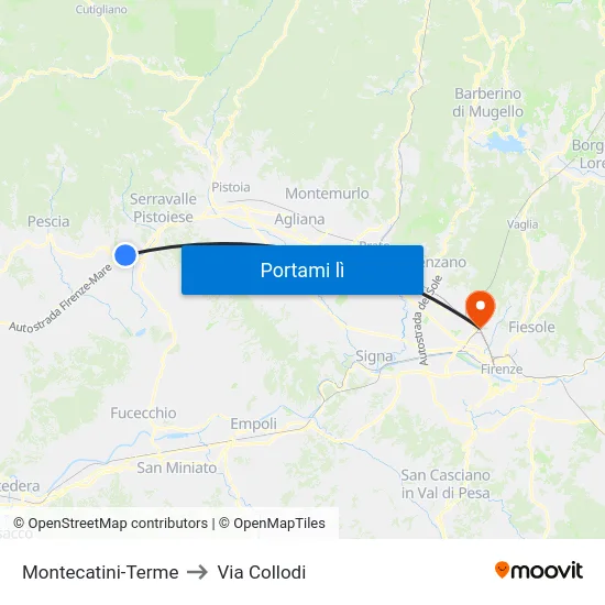 Montecatini-Terme to Via Collodi map