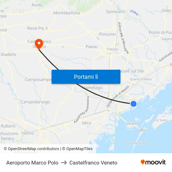 Aeroporto Marco Polo to Castelfranco Veneto map