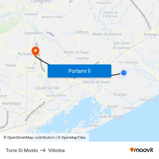 Torre Di Mosto to Villorba map