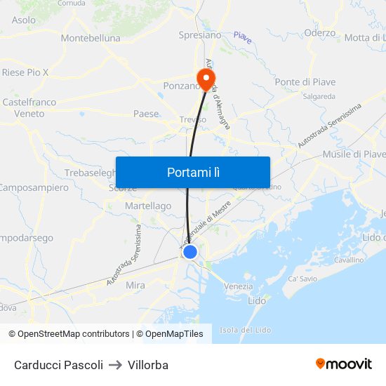 Carducci Pascoli to Villorba map