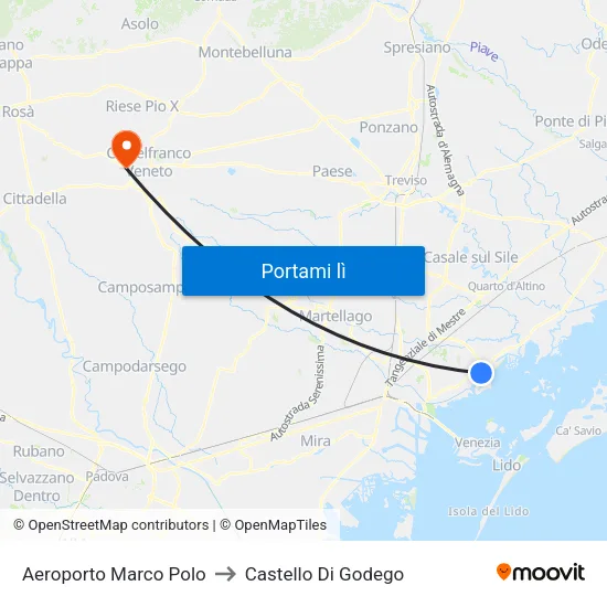 Aeroporto Marco Polo to Castello Di Godego map