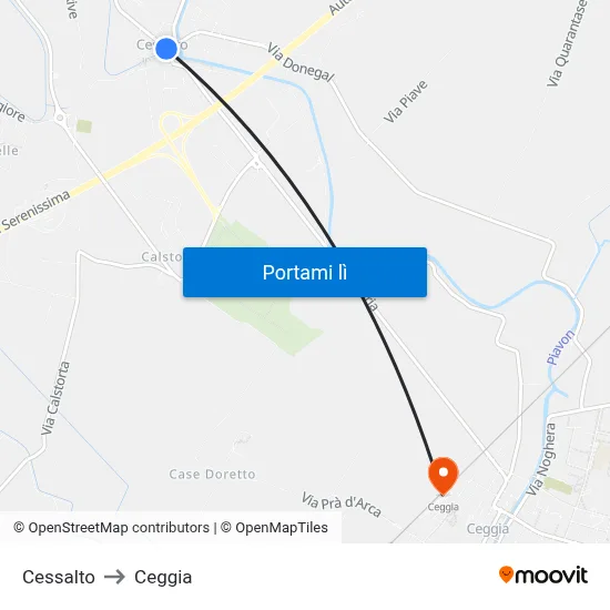 Cessalto to Ceggia map