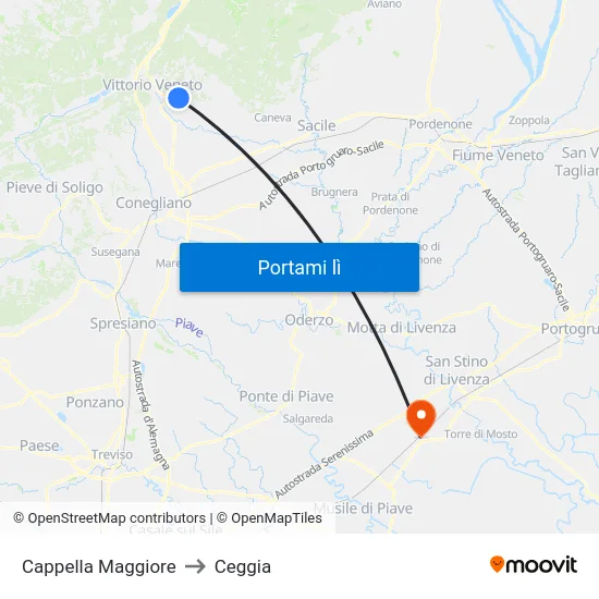 Cappella Maggiore to Ceggia map