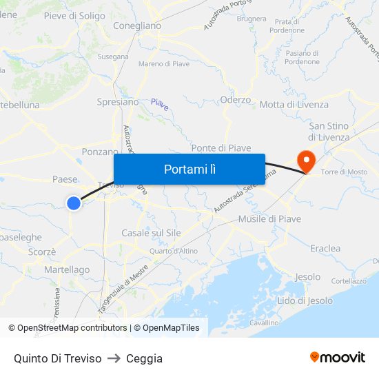 Quinto Di Treviso to Ceggia map