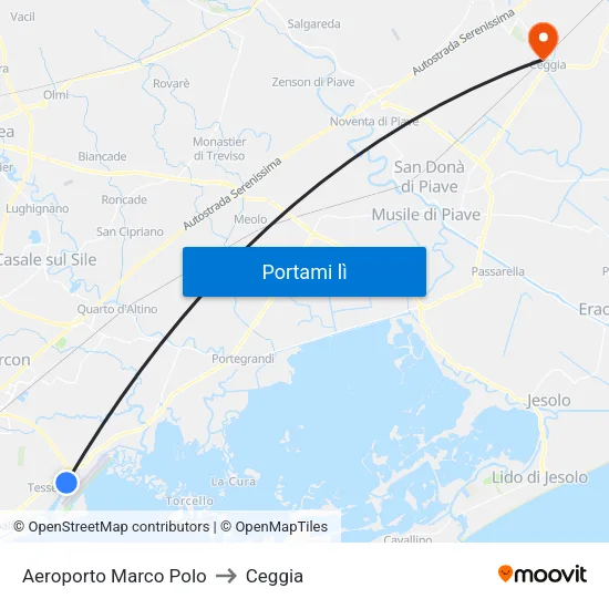 Aeroporto Marco Polo to Ceggia map