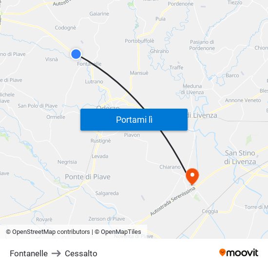 Fontanelle to Cessalto map