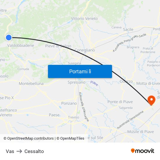 Vas to Cessalto map