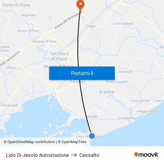 Lido Di Jesolo Autostazione to Cessalto map