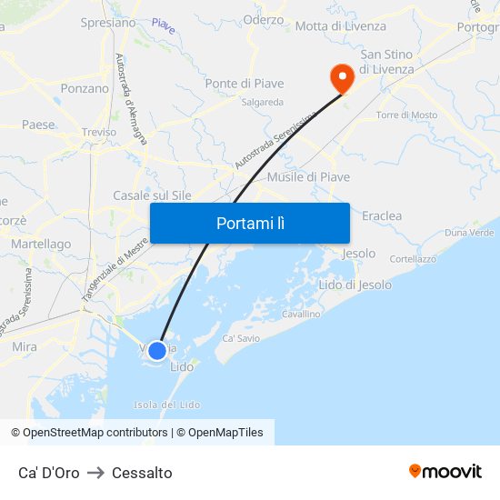 Ca' D'Oro to Cessalto map