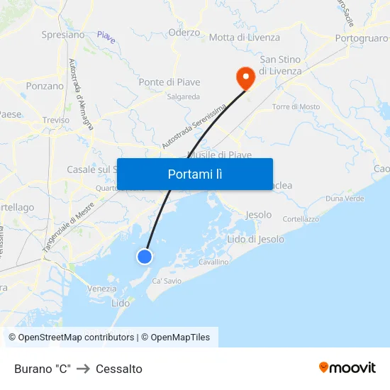 Burano "C" to Cessalto map