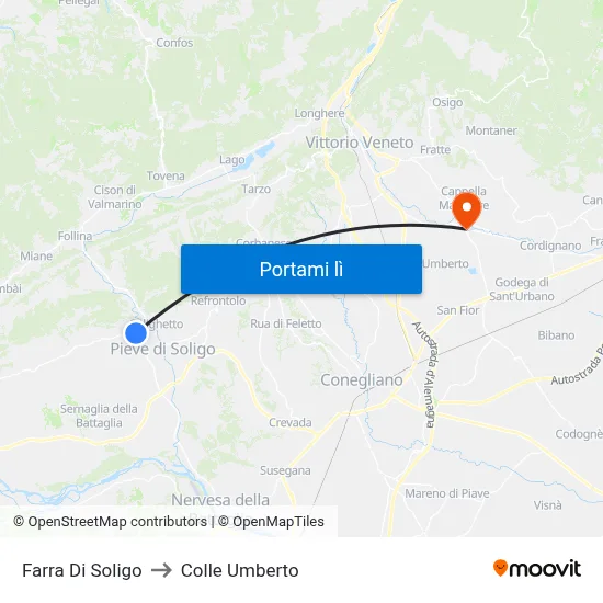 Farra Di Soligo to Colle Umberto map