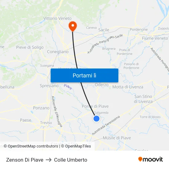 Zenson Di Piave to Colle Umberto map