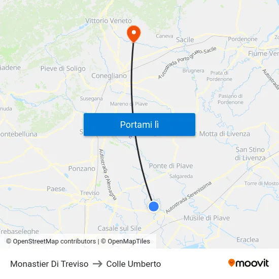 Monastier Di Treviso to Colle Umberto map