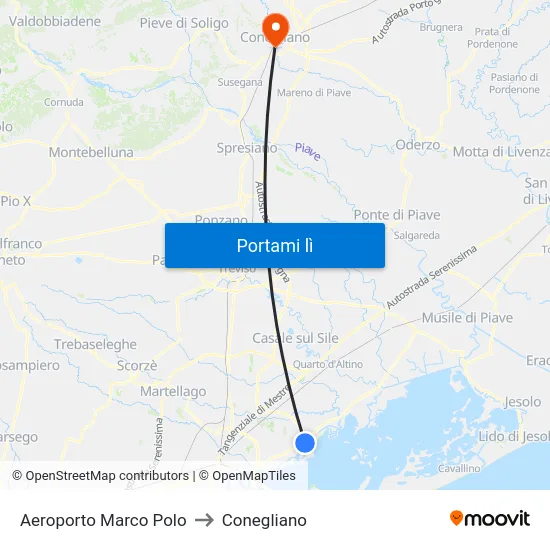 Aeroporto Marco Polo to Conegliano map