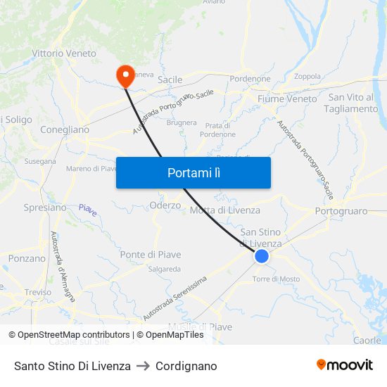Santo Stino Di Livenza to Cordignano map