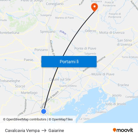 Cavalcavia Vempa to Gaiarine map