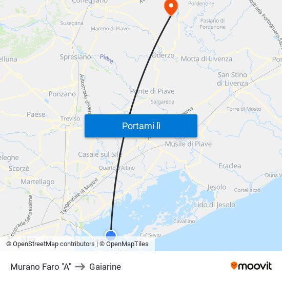 Murano Faro "A" to Gaiarine map