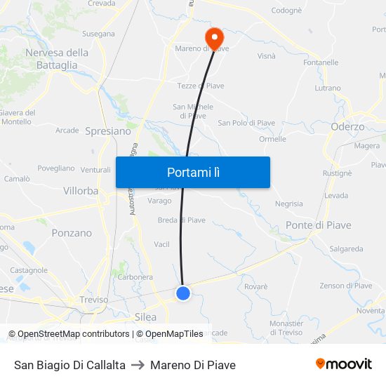 San Biagio Di Callalta to Mareno Di Piave map