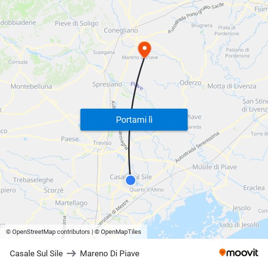 Casale Sul Sile to Mareno Di Piave map