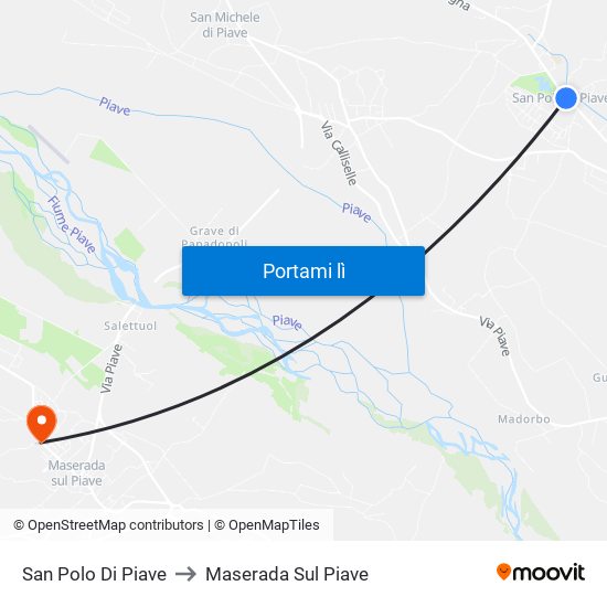 San Polo Di Piave to Maserada Sul Piave map