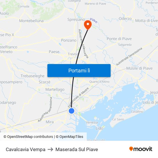 Cavalcavia Vempa to Maserada Sul Piave map