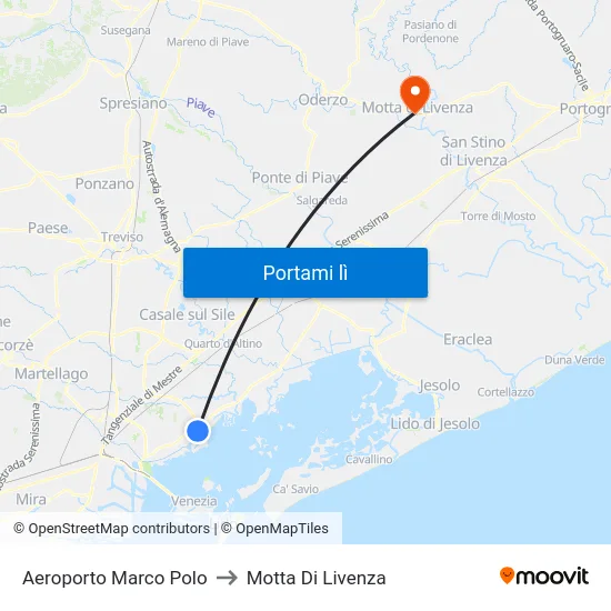 Aeroporto Marco Polo to Motta Di Livenza map