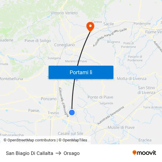 San Biagio Di Callalta to Orsago map