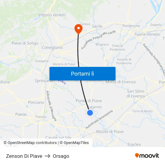Zenson Di Piave to Orsago map