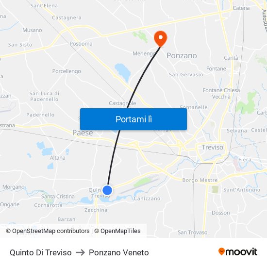 Quinto Di Treviso to Ponzano Veneto map