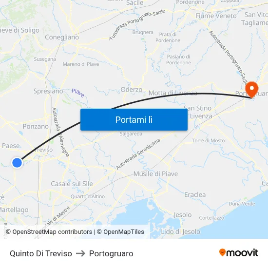 Quinto Di Treviso to Portogruaro map