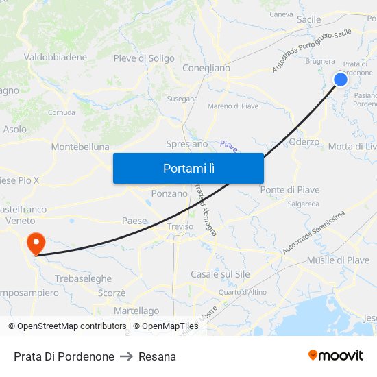 Prata Di Pordenone to Resana map