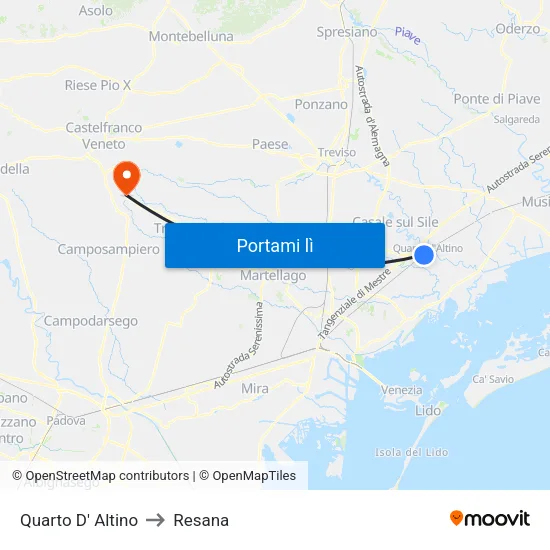 Quarto D' Altino to Resana map