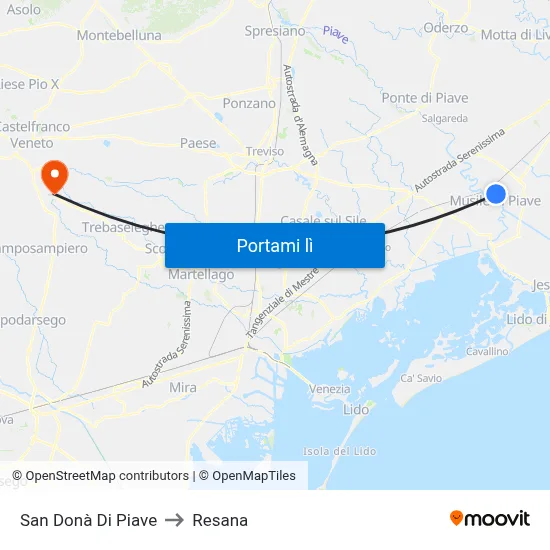 San Donà Di Piave to Resana map