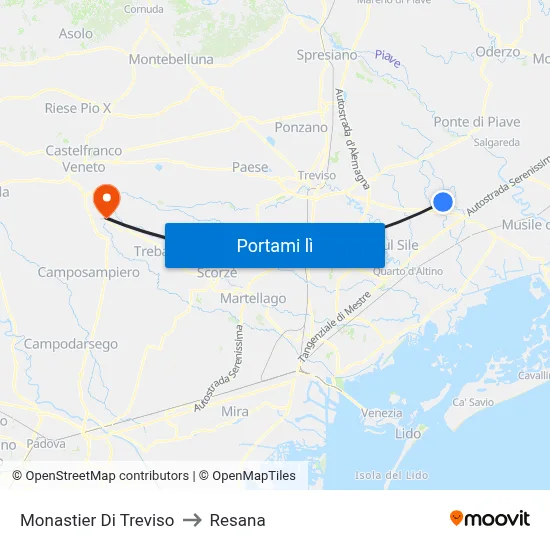Monastier Di Treviso to Resana map