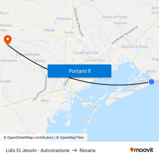 Lido Di Jesolo - Autostazione to Resana map