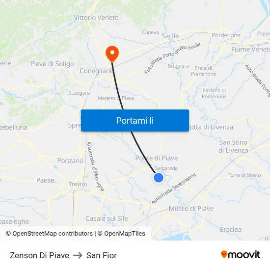 Zenson Di Piave to San Fior map