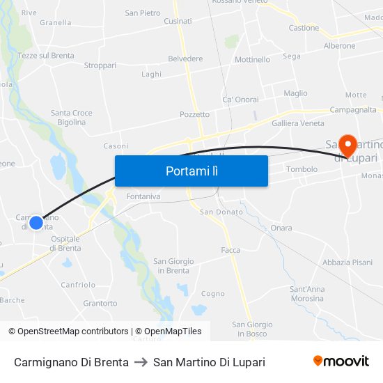 Carmignano Di Brenta to San Martino Di Lupari map